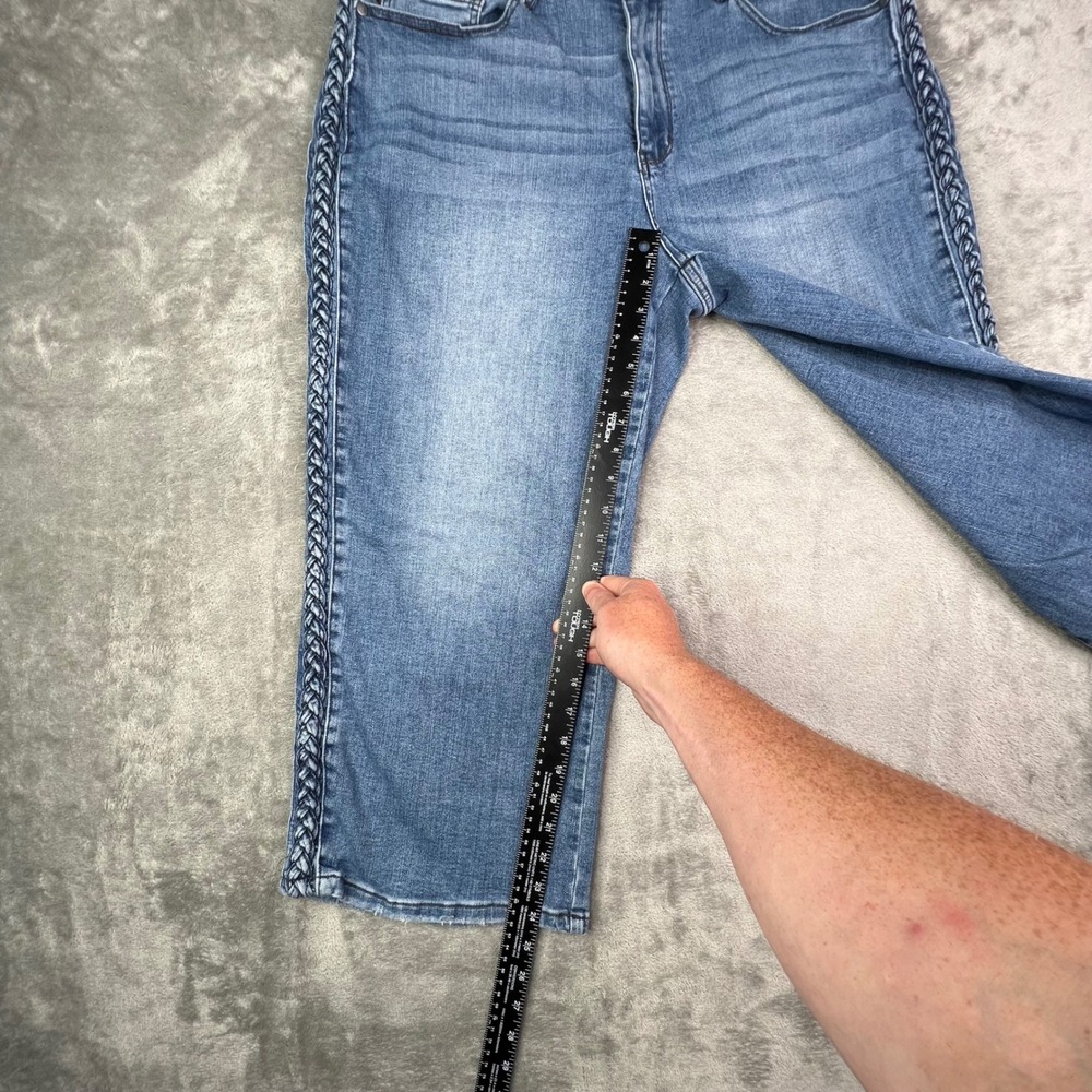 Judy Blue Wide Leg Jeans Womens 22W Blue Braided Side Stretch Cropped Denim - Picture 5 of 14